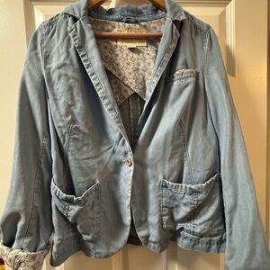 Pilcro and the Letterpress Light Blue Blazer